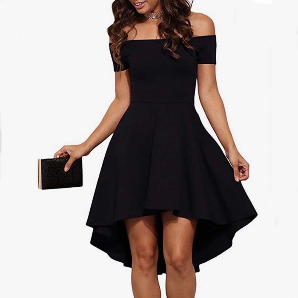 Off-The-Shoulder High Low Cocktail Dress